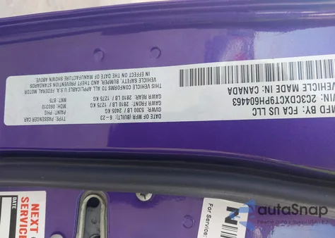 2023 Dodge Charger R/T z USA, uszkodzony, nr VIN 2C3CDXCT9PH604463